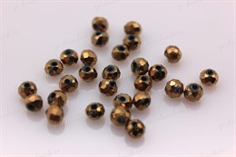 Бусины граненые стеклянные, рондели 3 мм, R-102 цвет металлик золотистый, 40 шт (Китай)