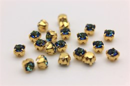 Шатоны Preciosa Bermuda Blue/оправа - цвет золото / Maxima ss12/3,0-3,2 мм 20 шт (Чехия)