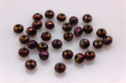 Бусины граненые стеклянные, рондели 3 мм, R-106 цвет металлик фиолетовый, 40 шт (Китай)
