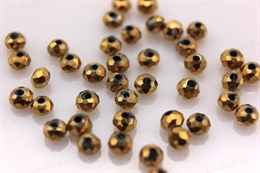 Бусины граненые стеклянные , рондели 3 мм, R-101 цвет металлик золото , 40 шт (Китай)