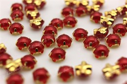 Полужемчужины пришивные Preciosa Red / оправа - цвет золото / Maxima 5 мм 10 шт (Чехия)