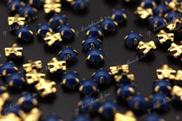 Полужемчужины пришивные Preciosa NAVY BLUE / оправа - цвет золото / Maxima 4 мм 15 шт (Чехия)