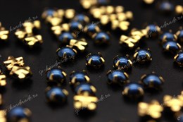 Полужемчужины пришивные Preciosa Blue / оправа - цвет золото / Maxima 5 мм 10 шт (Чехия)