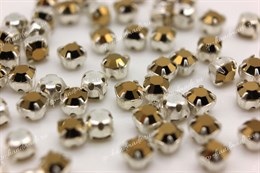 Шатоны пришивные Preciosa Crystal Monte Carlo /  оправа - цвет серебро ss16/3,8-4,0 мм 10 шт коричневые (Чехия)