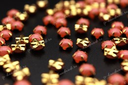 Полужемчужины пришивные Preciosa SALMON ROSE / оправа - цвет золото / Maxima 4 мм 15 шт (Чехия)