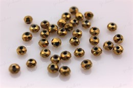 Бусины граненые стеклянные, рондели 3 мм, R-101 цвет металлик золото, 40 шт (Китай)