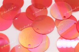 Пайетки круглые плоские со смещенным центром 109 Irise Transparenti 12 мм 3 гр радужные прозрачные алые Andrea Bilics (Италия)