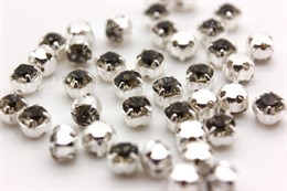 Шатоны Preciosa хрустальные ss12 (3,0-3,2 мм) цвет оправы серебро 10 шт Black Diamond