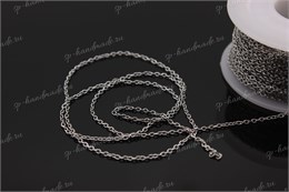 Цепочка латунная, покрытие платина, звенья 2x1,7x0,4 мм, 10 см