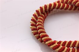 Канительный шнур, цвет золото/красный Gold/Ruby, 4 мм, 5 гр (Индия)