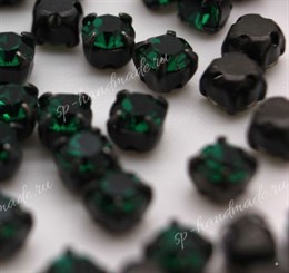Шатон Preciosa Emerald 1 шт/ черная оправа / Maxima ss34 / 7,05-7,25 мм (Чехия)