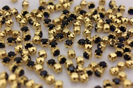 Шатоны Preciosa хрустальные ss12 (3,0-3,2 мм) цвет оправы золото 10 шт Dark Indigo
