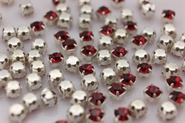 Шатоны Preciosa хрустальные ss12 (3,0-3,2 мм) цвет оправы серебро 10 шт Ruby