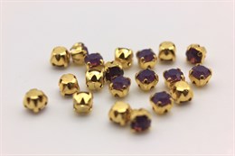 Шатоны пришивные Preciosa Maxima Amethyst Opal  /оправа - цвет gold ss16/3,8-4,0 мм 10 шт (Чехия)   10шт