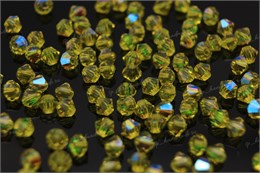 Биконусы хрустальные Preciosa 4 мм 10 шт Citrine Glitter (Чехия) PR-30