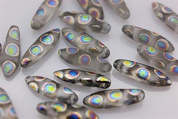 Бусины Glass Daggers  00030 - Crystal / 2818A - Etched Vitrail Dots 5x16 мм  1 шт (Чехия)