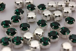 Шатоны хрустальные Preciosa  Emerald / цвет оправы - серебро   / Maxima ss29 / 6.15-6.35 мм 1 шт  (Чехия)