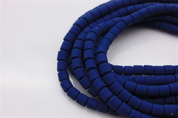 Каучуковые бусины, форма бочонок,  цвет синий,  5~7х6 мм, 1 нить