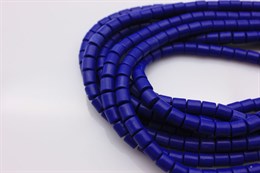 Каучуковые бусины, форма бочонок,  цвет синий,  5~ 7х6 мм, 1 нить