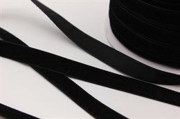 Бархатная лента 10 мм, цвет черный, 1 м, 100% полиэстер