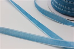 Бархатная лента 10 мм, цвет голубой, 1 м, 100% полиэстер