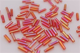 Стеклярус Miyuki Bugles    6 мм 0254-Transparent Red AB 2,5 гр (Япония) JP-1094