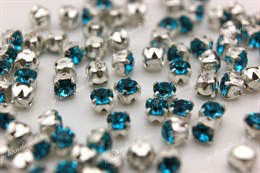Шатоны Preciosa хрустальные ss12 (3,0-3,2 мм) цвет оправы серебро 10 шт Blue Zircon