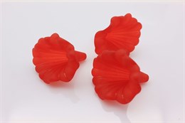 Прозрачные матовые бусины в форме цветка Каллы, цвет красный, 40.5x33x35 мм, отверстие: 1.8 мм, акрил, 1шт