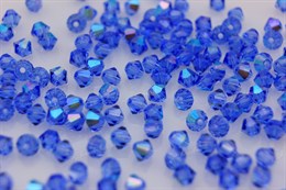 Биконусы хрустальные Preciosa 6 мм 10 шт Sapphire Glitter (Чехия)