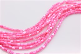 Перламутр, форма бочонок, 3 мм, цвет  розовый барби, длина нити 40 см