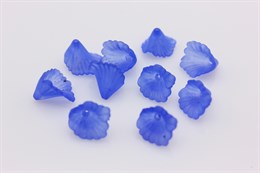 Прозрачные матовые бусины в форме цветка Каллы, цвет синий, 12x12x1.8 мм, отверстие: 1.5 мм, акрил, 10шт