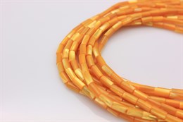 Перламутр, форма трубка, 7х3 мм, цвет оранжевый, длина нити 40 см