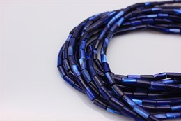 Перламутр, форма трубка, 7х3 мм, цвет синий, длина нити 40 см