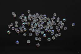 Биконусы стеклянные, 4 мм, Light White Opal AB,  100 шт (Китай)