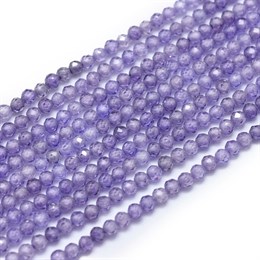 Цирконы круглые граненые, 2 мм,  цвет фиолетовый , 1 нить  ~  169 шт..  (Китай)