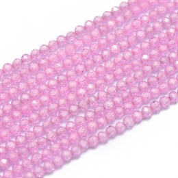 Цирконы круглые граненые, 2 мм,  цвет  розовый жемчуг , 1 нить  ~  169 шт..  (Китай)