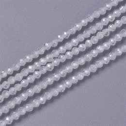 Цирконы круглые граненые, 2 мм,  цвет  белый , 1 нить  ~  178~186 шт.  (Китай)