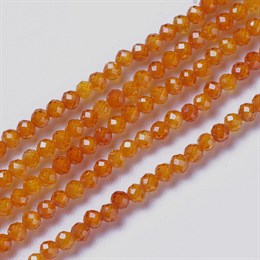 Цирконы круглые граненые, 2 мм,  цвет  оранжевый , 1 нить  ~  178~186 шт.  (Китай)