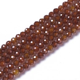 Цирконы круглые граненые, 2 мм,  цвет  темно-оранжевый , 1 нить  ~  178~186 шт.  (Китай)