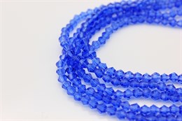 Биконусы стеклянные, 4 мм, цвет синий, 40 шт (Китай)