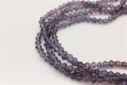 Биконусы стеклянные, 4 мм, цвет фиолетовый, 40 шт (Китай)