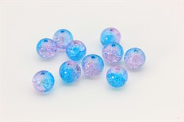 Бусины круглые с эффектом кракле, 8 мм,  цвет розово-голубой, стекло  45 шт  (Китай)