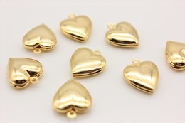 Подвеска медальон Сердце, для фото 13.2*15.9 мм, размер для фото 8.4*9 мм, петелька 2 мм, позолота устойчивое покрытие, основа латунь, 1 шт (Ю.Корея)