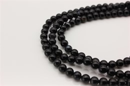 Бусины круглые, агат натуральный,  6 мм, цвет черный, нить 19 см