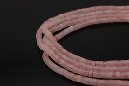 Бусины в форме диска, кварц,  3х4 мм, цвет светло-розовый, нить 37 см