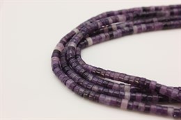 Бусины в форме диска, кварц,  3х4 мм, цвет фиолетовый, нить 37 см