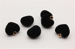 Подвеска бархатистое сердце, 18.5x18x13 мм, отверстие: 2.5 мм, цвет черный, 1 шт (Китай)