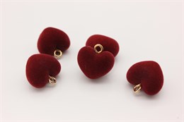 Подвеска бархатистое сердце, 18.5x18x13 мм, отверстие: 2.5 мм, цвет бордовый, 1 шт (Китай)