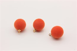 Подвеска Бархатистый шар, 18x14 мм, отверстие: 1.6 мм, цвет оранжевый, 1 шт (Китай)