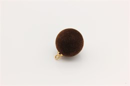 Подвеска Бархатистый шар, 18x14 мм, отверстие: 1.6 мм, цвет коричневый, 1 шт (Китай)